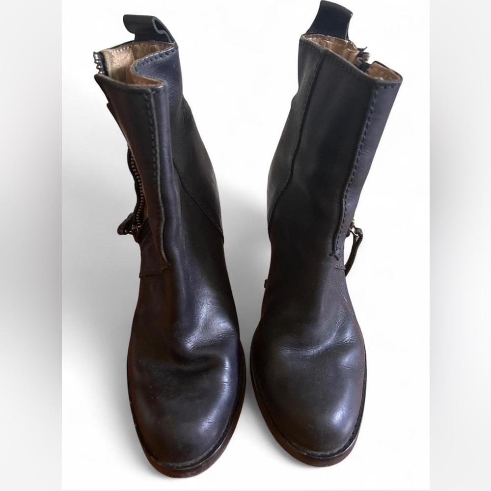 Aeno Black Combat Moto Boots with Side Zipper